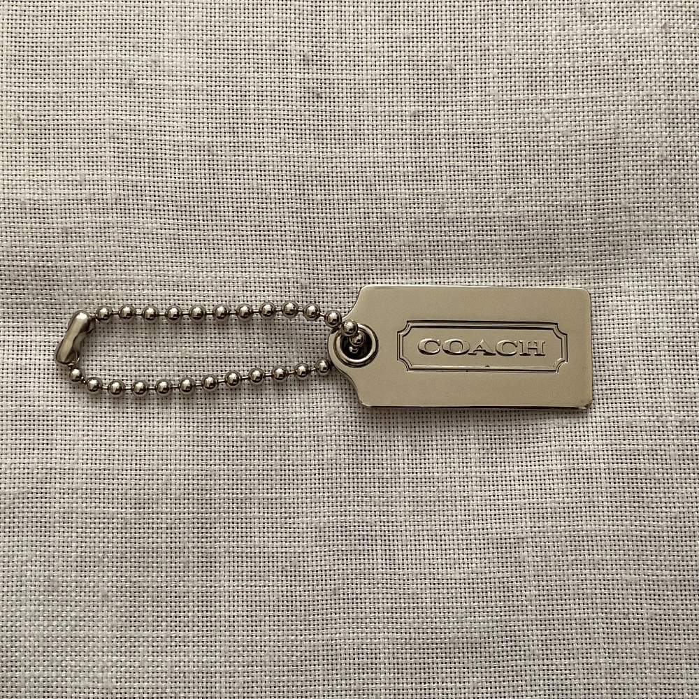 Coach Silver Logo Dog Tag Keychain